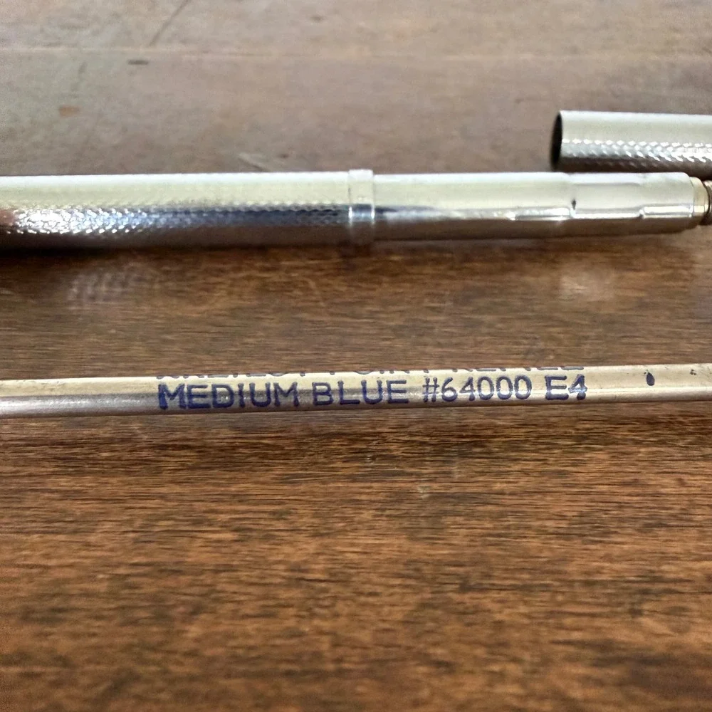 Vintage Kreisler USA Textured Silver Tone Ballpoint Pen Mid Century